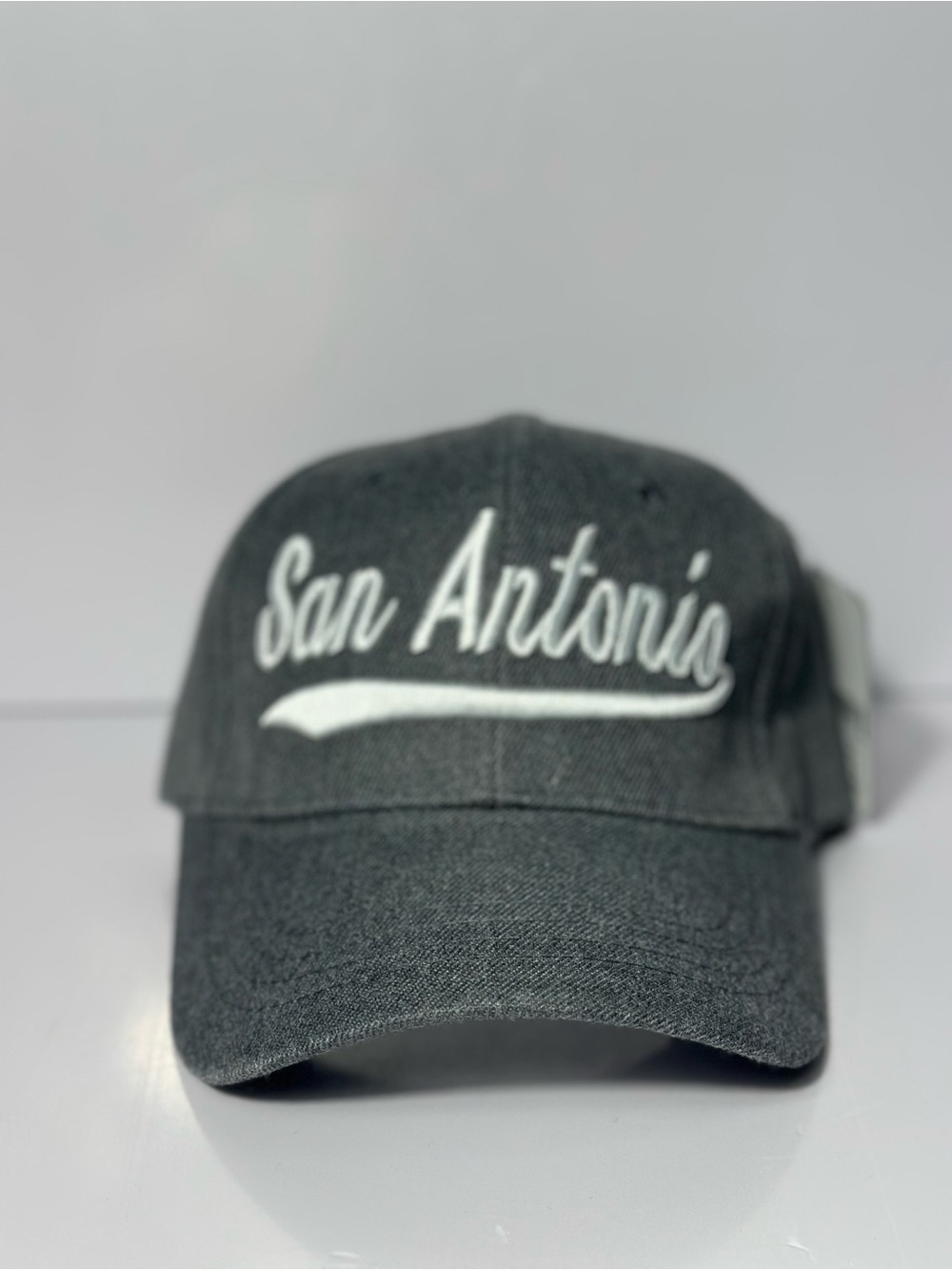 San Antonio Script Embroidered Gray Baseball Cap